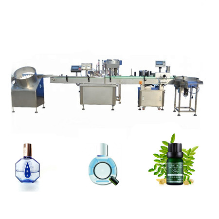 Linha profissional de enchimento de garrafas de vidro de óleo de perfume, máquina de capsulagem e enchimento de ampolas de vidro de 10ml